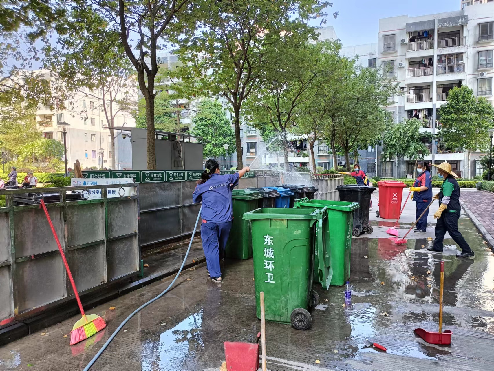 清理綠化帶垃圾，清洗各各棟樓大堂地面與消毒垃圾池6.jpg